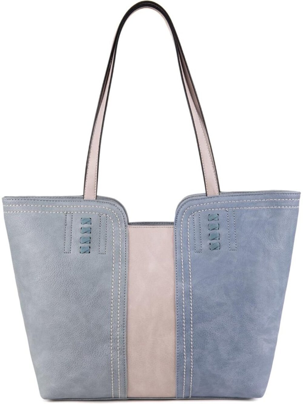Women's Baby Blue Vegan Leather Classy Look West Tote Handle Satchel Purse